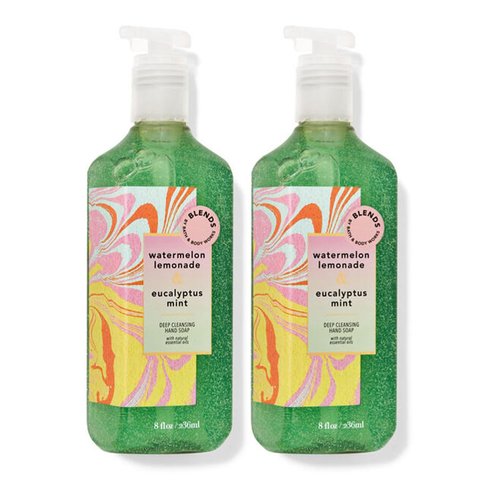 Bath & Body Works Watermelon Lemonade & Eucalyptus Mint Hand Soap, Cleansing Gel, 8 Fl Oz (Pack of 2) (Watermelon Lemonade & Eucalyptus Mint)