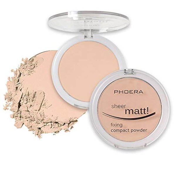 AQUAPURITY - PHOERA Sheer Matte Fixing Powder Makeup Base Fixer Setting Powder Foundation Fixing Compact Pressed Powder Long Lasting Make Up Fixer Skin Vitamin E Beauty Blender (202 Natural Beige…)