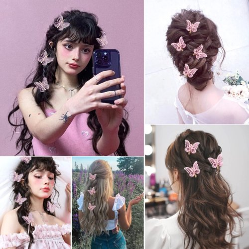 NAISIER Hair Claw Clips Jaw Clips 1.8 inch 24 Pieces Girls Clear Butterfly Hair Clips, Beautiful Butterfly Hair Clips Hair Accessories for Girls and Women.(Small sized,24 pack)