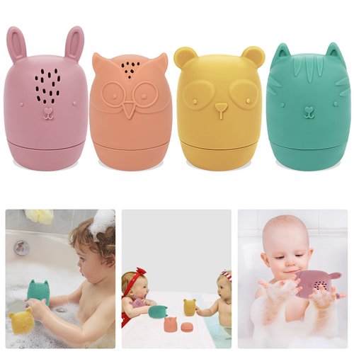 Gigilli Baby Bath Toys, Squeezable Silicone Bath Toys for Kids Ages 1-3, Bathtub Toys for Toddlers 6-12-18 Months, Christmas Stocking Suffers Birthday Baby Christmas 1 2 3 4 5 6 Gifts