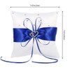 Yosoo 20cm×20cm Bridal Wedding Pocket Ring Pillow Cushion Bearer with Double Hearts Decoration, Blue