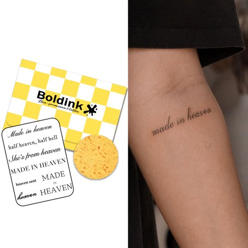 Boldink Semi-permanent tattoos, realistic fake tattoos, last 7-15 days, waterproof non-reflective temporary tattoo stickers, cruelty-free, uniquely designed exquisite packaging（Made in heaven）
