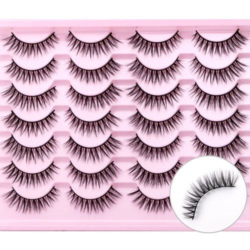 SQYlashes Natural Lashes Wispy Cat Eye False Eyelashes Short - 14 Pairs, G71