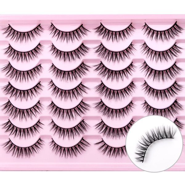 SQYlashes Natural Lashes Wispy Cat Eye False Eyelashes Short - 14 Pairs, G71