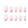French Tip Press on Nails Short Almond SWEKKE Fake Nails Full Cover Flower False Nails with Designs Pink Yellow Nail Tip Glossy Glue on Nails Acrylic Nails Artificial Nails for Women Girls 24Pcs