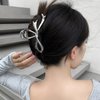 Metal Silver Hair Claw Clips Hair Bows for Women 1Pcs Ribbon Bow Hair Claw Clips for Thick Hair Bow Knot Hair Clips Bow Silver Hair Clips Bow Hair Clips Bow Clips Cute Hair Bows Bows Hair Accessories