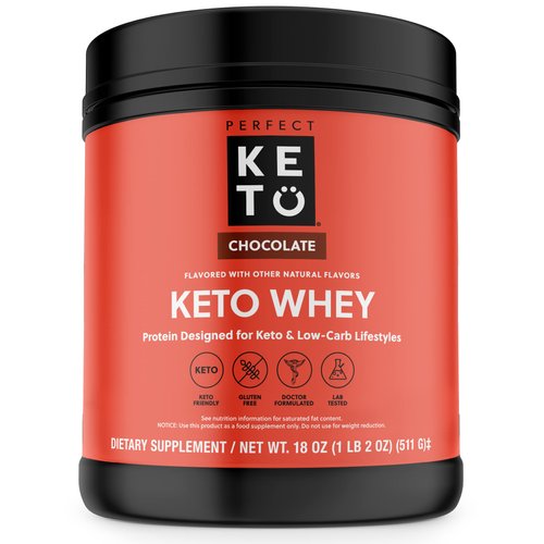 Perfect Keto Pure Whey Protein Powder Isolate Delicious 100% Grass Fed Meal Replacement Shake No Artificials, Gluten Free, Soy Free, Non-GMO (Chocolate)