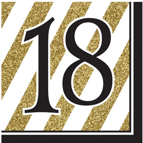 Creative Converting Black and Gold 40" Paper Luncheon Napkins, 6 1/2 In, 21