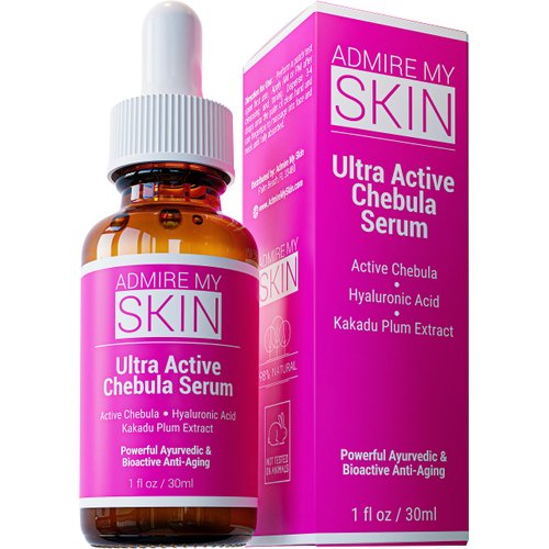 Admire My Skin Chebula Active Serum For Face - Potent Anti Aging Natural Skincare With Hyaluronic Acid + Kakadu Plum Helps Plump & Minimize Dull Aging Skin for Healthy, Youthful Glow 1oz