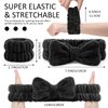 EIMMBD Face Wash Headband Wristband Set, Wrist Towels for Washing Face, Microfiber Face Washing Wristbands Makeup Headband Spa Wash Towel Band Absorbent Wrist Sweatband for Women (Black, 9 PCS)