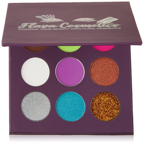 Flava Cosmetics Pop Of Color Eyeshadow Palette With Built In Mirror Easy For On The Go Application