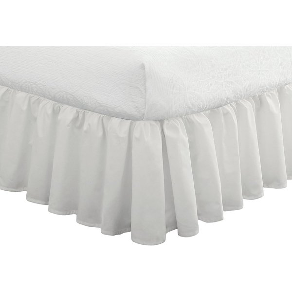 FRESH IDEAS Ideas Bedding Ruffled Bed Skirt, Classic 14” Drop Length, Gathered Styling, Twin, White FRE30114WHIT01