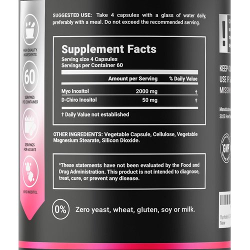 B Life Company Myo-Inositol & D-Chiro Inositol by B Life - 240 Capsules | Made in USA | 40:1 Ratio | Vitamin B8 Supplement
