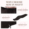 GOO GOO Sew in Hair Extensions Real Human Hair, Weft Hair Extensions Human Hair, 2 Dark Brown 20inch 105g, Weft Bundles Straight Silky Remy Hair