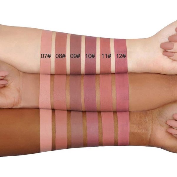 Amzfly Matte liquid lipstick set, 6 kinds of nude matte liquid long lasting non-sticky cup non-fading waterproof lip gloss set, suitable for women's makeup use (6PCS)