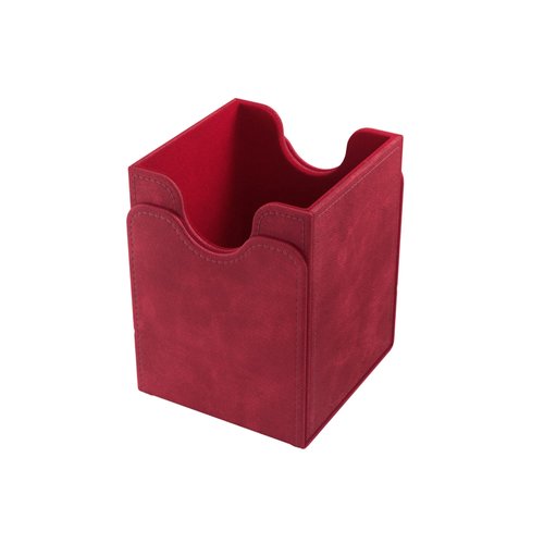 Squire 100+ XL Convertible Deck Box | Card Storage Box with Removable Cover Clips | Holds 100 Double-Sleeved Cards in Extra Thick Inner Card Sleeves | Red Color | Made by Gamegenic (GGS20099ML)