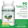 Maxi Health Vitamin D3 1000 IU Dietary Supplement - Easy to Swallow - Odorless & Tasteless - Supports Calcium Absorption, Immune Health and Bone Health in Adult Women & Men - 90 Tablets
