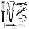 Honeydak Hair Straightening Boar Bristle Clamp Hair Comb, 5 Pieces Alligator Hair Clips, Pin Rat Tail Comb (White Comb)