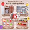 Coherny Play Kitchen Toys Fridge Refrigerator with Ice Dispenser,Mini Dollhouse Furniture Fridge Kids Kitchen Playset with Mini Play Food,Toddler Kitchen Playset Accessories for Boys Girls