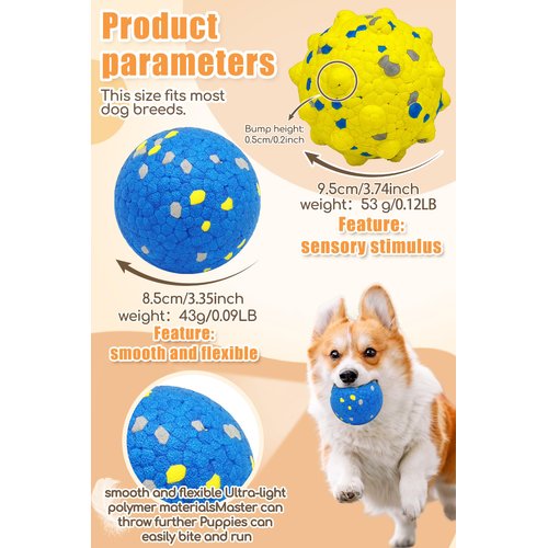 Moonorange 2024 Latest Dog Balls for Aggressive Chewers, Indestructible Dog Tennis Balls, Durable Bouncy Dog Toy Balls, Dog Balls for Teething, Interactive Dog Toys for Fetch Game (4 Pcs Medium Size)