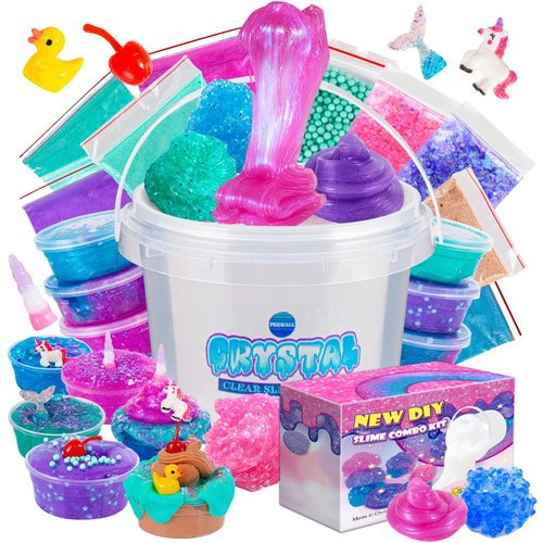 Mini Crunchy Slime kit,DIY Clear Slime,23 Pack Slime Bucket for Kids Boys Girls Party Favors