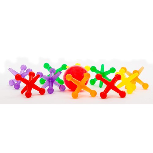 JA-RU Jumbo Jax Toy Set w/ Rubber Ball (8 Jax Set) Rainbow Neon Color Jacks Game for Kids & Adults. Classic Retro Toys. Bulk Birthday Party Favors Vintage Stocking Stuffers Pinata Filler. 731-8A