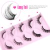 Cat Eye Lashes Fairy Eyelashes Wispy Fluffy False Eyelashes Fox Strip Fake Eyelashes 5 Styles Mixed Fluffy Mink Lashes with Long Tail Eye Lashes Pack 5 Pairs