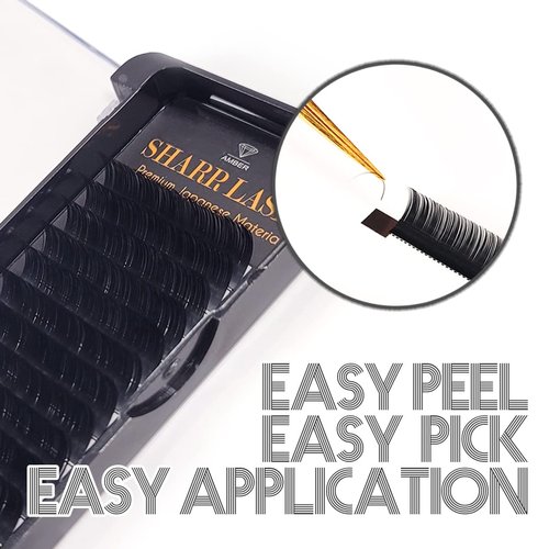 Sharp Lash Mink by Amber Lash, 12 Rows of Eyelash Extension Tray with Various Curls, Length, and 0.07 mm Thickness, for Professional, Classic and Volume Lashes (C Curl, MIX (8mm-15mm))