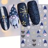 Christmas Nail Stickers for Nail Art, Santa Claus Tree Christmas Nail Art Stickers 4PCS 5D Embossed Snowflake Gingerbread Man Penguin Cake Xmas Nail Decals Manicure Supplies for Nail Art Decorations ﻿