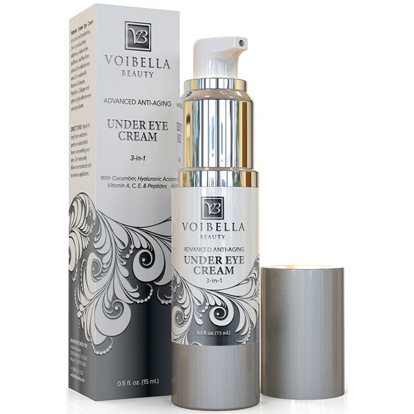 Anti-Aging Under Eye Cream, 3-in-1 Treatment For Dark Circles, Puffy Eyes, Bags & Wrinkles - Firming, Moisturizing & Hydrating - Natural Cucumber, Collagen, Hyaluronic Acid, Retinol, Vitamin E