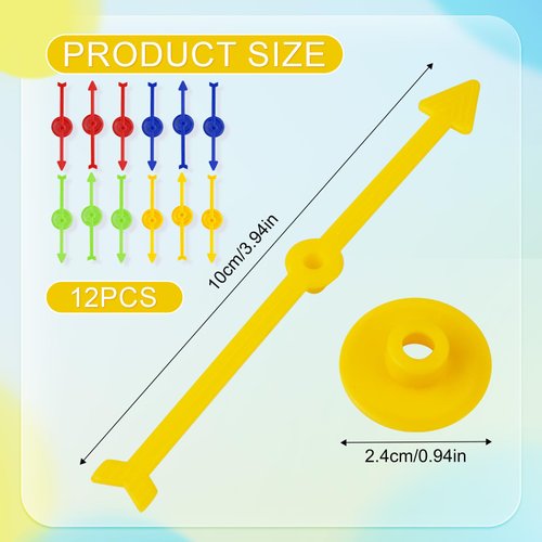 12pcs Arrow Game Spinners, 3.94in 4 Colors Plastic Spinners Pointer for Classroom Board Game Spinners Wheel for Activities DIY Projects