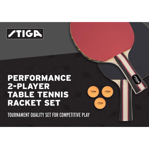STIGA Performance 2 Player Ping Pong Set – 2 Table Tennis Rackets, 3 – 3 Star Orange Balls Included