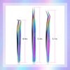 EMEDA 3PCS Lash Tweezers Set - High Precision Stainless Steel Tweezers for Eyelash Extensions, Straight and Curved Tweezers for Isolation Lash Extensions, Pointy Flat Tweezers for Volume Lashes
