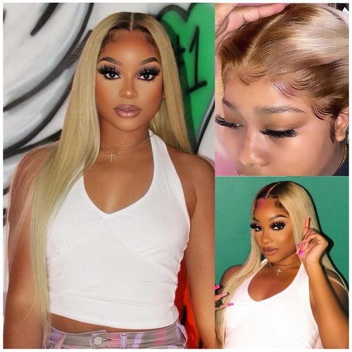 Oseti Ombre Brown Straight Lace Front Wigs Pre Plucked 13x4x1 HD Transparent Frontal Wig for Black Women Brown Synthetic Straight Wig Dark Brown T-Part HD Lace Front Wigs