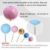 ASTARON 50 Pcs Ball Cake Topper Sticks Mini Balloons for Cake Decorating Supplies Foam Balls Cake decorations for Baby Shower Cake Birthday Cake Toppers Decorations (Pink Blue Series)