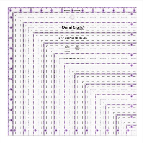Omnigrid OmniCraft 12-1/2" Square Quilting Ruler, 16.5" by 16.5", Clear