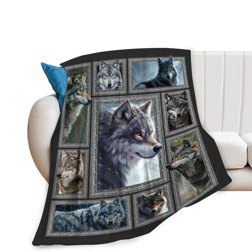 Wolf Throw Blanket Soft Cozy Fuzzy Fleece Cool Wolf Blanket for Kids Adults Smooth Warm Plush Flannel Wildlife Animal Blanket Gifts for Home Chair Sofa Couch Bed 50"x40"