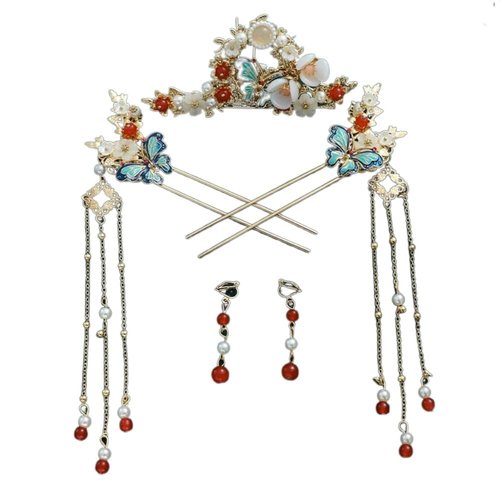 zaoalife Flower Tassels Hairpin, Crystal Rhinestone Pearl Hair Clips,Chinese Hair Stick Long Tassel Flowers Pearl Hair Pins Set,Vintage Hair Accessories(G)