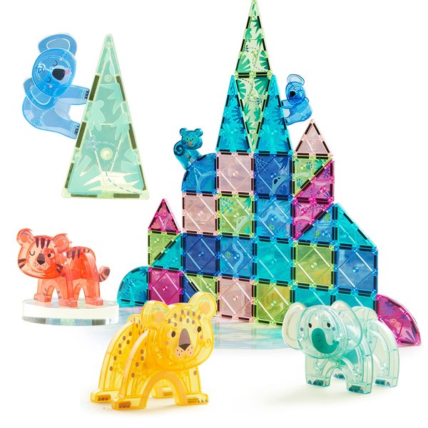 MiDeer Animal Magnetic Tiles 40 Pcs, Magnetic Building Blocks for Toddler 3-5, Educational Stack Tile Construction Magnet Block STEM Learning Toy for Kids Age 3-5 4-8