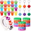 Skylety 58 Pcs Dog Paw Print Party Favors Set, Paw Print Stamps Rubber Silicone Bracelets Sticker Keychain, Puppy Birthday Party Favors Patrol Supplies, Gift Bag Stuffer (Multi Colors)