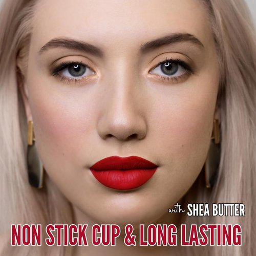 Mynena Bright Red Long-Lasting Matte Liquid Lipstick | Intense Color, Smudge-Proof & Waterproof | Comfortable, Hydrating Shea Butter | Vegan & Cruelty-Free | Lola