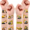 100 PCS Excavator Temporary Tattoos Themed Birthday Party Decorations Decor Supplies Favors Construction Vehicle Truck Tattoo Stickers Gifts For Game Boys Girls Classroom School Prizes Carnival Reward