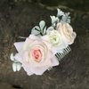 Fangsen Silver Wedding Rose Flower Hair Comb Bridal Floral Hair Headpiece for Brides and Bridesmaids (Pink)