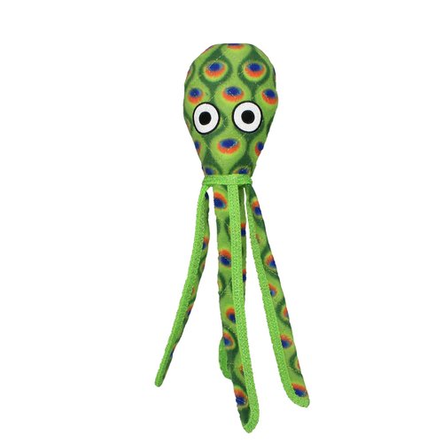 TUFFY - World's Tuffest Soft Dog Toy - Ocean Squid - Squeakers - Multiple Layers. Made Durable, Strong & Tough. Interactive Play (Tug, Toss & Fetch). Machine Washable and It Floats. (Green)