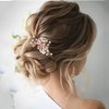 YBSHIN Pearl Bride Wedding Hair Comb Rose Gold Flower Hair Pieces Rhinestone Crystal Headpieces Bridal Hair Accessories for Women