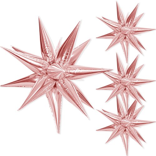 Rose Gold Star Balloons, 40 Pcs Starburst Balloon, 28 Inch Thickened Star Explosion Foil Balloons Metallic for Birthday Graduation Baby Shower Wedding Anniversary Backdrop Decorations Party Supplies