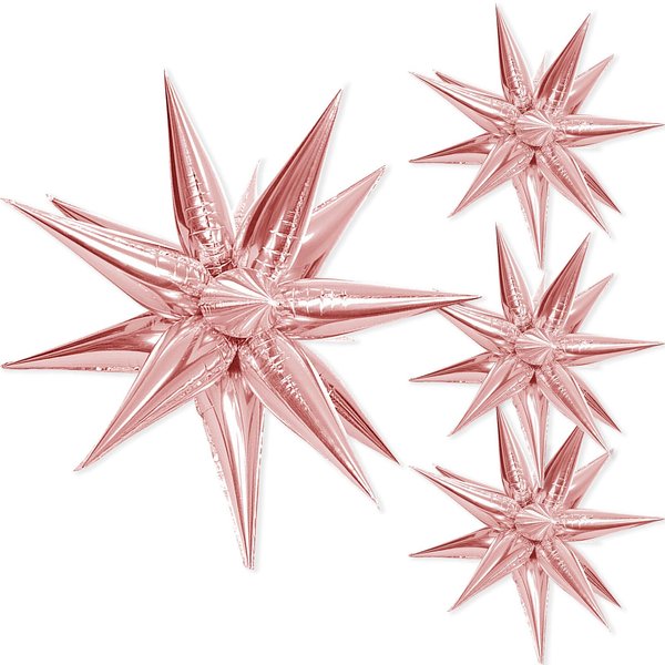 Rose Gold Star Balloons, 40 Pcs Starburst Balloon, 28 Inch Thickened Star Explosion Foil Balloons Metallic for Birthday Graduation Baby Shower Wedding Anniversary Backdrop Decorations Party Supplies