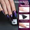 Modelones Cat Eye Gel Nail Polish- 6 Pcs 3 Colors 9D Magnet Black Blue Purple Glitter Holographic Gel Polish Set with Matte & Glossy Top Base Coat Soak Off LED Gel Kit Nail Art Manicure DIY Salon Home