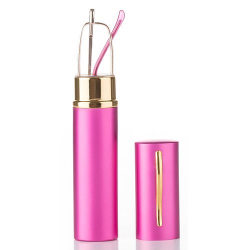 3 Packs Nebee Fashion Pocket Readers Ultra Slim Compact Reading Glasses Spring Temple w/Portable Nebee Fashion Pocket Clip Aluminum Case Pink +3.25