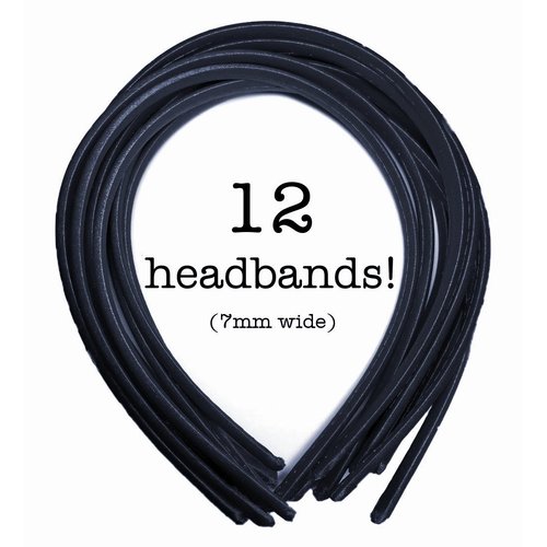 Threddies 12 Skinny Satin Headbands - 7mm wide, solid color pack in Dark Gray